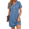 Jahetuul Camicia da Notte Donna Cotone Manica Corta con Bottoni Davanti Scollo a V Leggera e Confortevole Abito da Notte