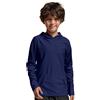 TIZAX Maglia Anti UV Nuoto Bambino con Cappuccio UPF50+ Maglietta Piscina on Maniche Lunghe Costume da Bagno Ragazzi Asciugatura Rapida con Tasca Blu Marino 7-8 Anni