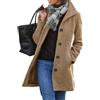Generic Cappotto invernale da donna, casual, spesso, in misto lana, con collo alto, lungo e alla moda