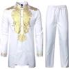 RUMAOZIA Abbigliamento musulmano Uomo Dashiki Camicia Vestito Africano Uomo Vestito Africano 2 Pezzi Set Stampa Oro Cappotto Africano Dashiki e Pantaloni Ethno Abbigliamento tradizionale Ramadan
