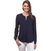 Vincenzo Boretti Blusa, Taglio Giusto, Scollo Rotondo, abbottonatura Nascosta Blu Scuro M