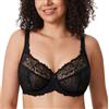 DELIMIRA Donna Reggiseno Minimizer in Pizzo Taglie Forti Coppa Completa con Ferretto Senza Imbottito Nero 5E