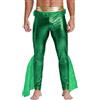 Oyolan Pantaloni da sirena da uomo in metallo, costume da sirena, leggings a scala di pesci, vestito cosplay carnevale Halloween, verde, 3XL