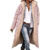 Generic Giacca trapuntata in cotone da donna, cappotto lungo rosa da donna, cappotto con cappuccio largo, comodo capispalla termico giacche piumini moda casual versatili cappotti imbottiti vestibilità comoda