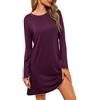 Leversic Camica da Notte Donna Cotone Camicie da Notte Manica Lunga Vestito da Notte Invernale Morbido e Confortevole Viola Scuro S