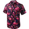 Rithern Camicia Hawaiana Uomo Manica Corta Fenicotteri Camicia Estiva Spiaggia Hawaiane Casual da Uomo con Bottoni Rosa & Nero S