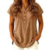 Generico Camicia Lino Donna - Camicetta Manica Corta Tunica Casacca Elegante Stile Casual con Colletto a V Leggera per Lavoro E Tempo Libero Modello Ampio L'Estate Le Calde Giornate Il Mare Gite