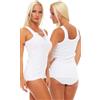 Cocain underwear 2 | 4 | 6 | 10 canottiere da donna a isola piena bianco 100% cotone super pettinato Öko Tex Standard 100 - resistente alla cottura - adatto all'asciugatrice - taglie da 36/38 a 60/62