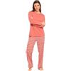TRAMAS+ Pigiama Donna 100% Cotone, Pigiama Lungo Donna, Completo Maglia Maniche Lunghe e Pantaloni Lunghi con Vita Regolabile - XL, Eurico Rosa Marsala