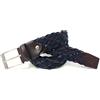 NORTH POLE Cintura uomo intrecciata bicolore NP162 in rigenerato di pelle e cotone con confezione regalo in metallo (waist size 105, blu e testa moro)