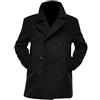 LP-FACON Cappotto da uomo Ryan Bingham Pea - Trench invernale in lana da uomo - Trench lungo da uomo nero e blu navy, M