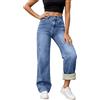 pvucpot Jeans Donna Larghi Vita Alta in Pile Jeans Felpati Donna Fodera Interna Morbida con Tasche Comodi Jean Termici Invernali Jean Baggy Wide Leg Fit Pantaloni Diritti e Streetwear Moda