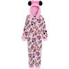 Disney Pigiama intero con orecchie 3D di Minnie Mouse e cappuccio per bambine, pigiama in pile per bambini, rosa, 9-10 Years