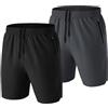 HMIYA Pantaloncini Running Uomo Leggero Sportivi Shorts Asciugatura Veloce Palestra Corsa Calzoncini con Tasca con Cerniera(Nero/Grigio Scuro,EU-4XL/US-3XL)
