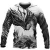 keepmore Felpe vichinghe da Uomo Felpa a Maniche Lunghe Stampata in 3D Felpa a Maniche Lunghe Mitologia norrena Felpa Casual Sciolta con Tasca
