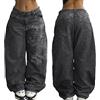 Generic Baggy Jeans Y2k Pantaloni Gotici Donne Uomini Hip Hop Street Jeans con Scheletro Stampa Vintage Vita Alta Denim Pantaloni a Gamba Larga Usura (A01,S)