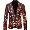 YOSUWOAI - Blazer da uomo per feste, giacca da uomo brillante, paillettes, giacca da lavoro per carnevale, stampa 3D, glitter, giacca da lavoro, slim fit, 1 bottone, blazer anni 70 e 80, disco