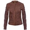 Infinity Leather Giacca da Motociclista in Pelle 100% Marrone con Bracora per Donna Coniac Abbronzatura 5XL