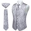 Enlision Gilet da Uomo Elegante Paisley Jacquard Gilet da Abito Cravatta e Fazzoletto Set per Festa Sposa