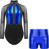 Freebily Balletto Body da Danza Classica Bambina con Pantaloncini Shorts Lucidi Body Ginnastica Artistica con Strass Abito da Pattinaggio Artistico Bodysuti da Allenamento