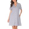 Vlazom Camicia da Notte Estiva Donna con Bottoni, Manica Corta Aperta Davanti, Pigiama Corto, Vestaglie Estive, XXL, A-Grigio Chiaro Floreale
