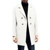 Generisch cappotto invernale da uomo cappotto corto di lana trench elegante cappotto da uomo comodo giacca invernale tinta unita cappotto da mezza stagione uomo doppio petto cappotto autunno, bianco