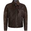 Infinity Leather Giacca Marrone Harrington da Uomo con Colletto Classico in Vera Pelle di Mucca Morbida 3XL