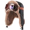 GIBZ Cappello da Aviatore, Berretto da Trapper Russo con Paraorecchie in Pelliccia Caldo, Ushanka Antivento Invernale Unisex, Nero