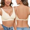 UMIPUBO Reggiseni Schiena Scoperta Reggiseno Senza Ferretto da Donna Imbottito Push Up Scollo a V Bralette Regolabile Imbottitura Rimovibile Comoda Seamless Basic (Beige, M)