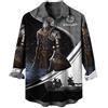 WAVOTIQ Camicia con Stampa 3D dei Cavalieri Templari per Uomo Camicie a Maniche Lunghe con Risvolto Allentato Casual Bottoni dal Taglio Regolare Funky Camicetta Hawaiana Top
