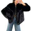 Generic Cappotto da Donna Soffice Giacca Soffice Giacca a Maniche Lunghe con Risvolto giacche Invernali in Pelliccia Shaggy Parka Cappotto Corto