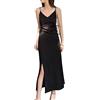 KBRPEY Abito Vintage per Donne Senza Maniche con Scollo a V Party Vestito Sexy Clubwear Senza Schienale Split Vestito Casual Bodycon Abiti (Nero XL)