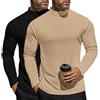 Ekouaer 2pcs Maglia Termiche da Uomo Invernale Biancheria Intimo Termica a Maniche Lunghe a Collo Alto Nero+Khaki XL