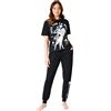 Disney Pigiama Donna - Nightmare Before Christmas Pigiama Donna Cotone Lungo A Manica Corta S-2XL Jack Skellington - Regali Donna Ragazza (Nero/Love, XL)