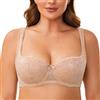 MELENECA Donna Balconette Reggiseno Pizzo Cinghie Imbottite con Ferretto Beige 6C