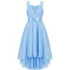 Alvivi Vestito Elegante da Ragazza Senza Maniche Festa Cerimonia Matrimonio Damigella Hi-Lo Abiti da Sposa Comunione Cocktail Prom Abiti Estivi per Bambine 4-16 Anni Blu A 7-8 Anni