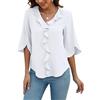 Blooming Jelly Blooming Jelly Camicette eleganti e casual da donna, con maniche a 3/4, scollo a V e volant, camicie da lavoro, estive, alla moda, per donne in carriera, Bianco avorio., S