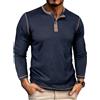 HZQIFEI Maglietta da Uomo Henley Manica Lunghe Casuale Henley Shirt Leggero Uomo T Shirt Manica Lunga Vintage CS08 (Blu Reale, L)