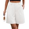 PASUDA Pantaloncini Donna Estivi Larghi Bermuda Pantaloni Corti Vita Elastica a Vita Alta Pantaloncini Gamba Larga Tinta Unita Shorts Casual Lavoro con Tasche (Bianco, XXL)