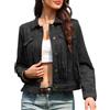 Allegra K Giacca da Donna con Frange in Finta Pelle Scamosciata con Bottoni Maniche Lunghe Stile Western Vintage