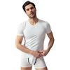 OLTREMARE, 4 Maglietta Manica Corta Uomo Collo a Punta in Caldo Cotone Elasticizzato, Bianco S