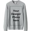 JOPHY & CO. Maglione Personalizzabile Uomo Donna - Crea Il Tuo Design con Testo o Immagine, Colletto Rotondo, Stile Casual, Morbido e Traspirante, Idea Regalo Originale cod. 8608(Grigio,L)