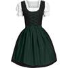 Generico Abito Tirolese da Donna Tradizionale Dirndl Oktoberfes Costume Bavarniano per Feste Vestito Oktoberfest Birra Tedesca Gonna Maniche Corte Costume per Oktoberfest di Ottobre (1-Dark Green, S)
