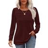 WNEEDU Maglietta Donna Maniche Lunghe Camicia Donna Elegante Pullover Top