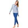 Il Granchio Pigiama Donna Invernale, Pigiama Donna Caldo Cotone (6020 Bluette, XL)