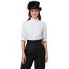 BPURB Camicia da donna vittoriana rinascimentale con colletto alla coreana mezza manica vintage medievale contadino camicetta, bianco, S