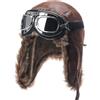 CSSHNL Cappello Invernale Cappello bomber invernale da uomo con occhiali da moto all'aperto, antivento, caldo, in pelliccia sintetica, cappello con paraorecchie, in pelle termica Cappello Aviatore Unisex per