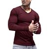 Lehmanlin Maglie Termiche da Uomo a Maniche Lunghe,Intimo Termico Uomo,Maglietta Basica con Scollo a V per Autunno e Inverno, Maglia Termica a Doppia Maglia (Rosso Vino/XL)