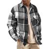 WINKEEY Camicia Flanella Uomo Camicia a Quadri a Maniche Lunghe Eleganti Camicie Button Down Autunno Inverno,Grigio Scuro S