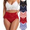 FINETOO Set di 5 Slip da Donna in Pizzo, a Vita Alta, Sexy, Slip Morbidi, Comodi, Senza Cuciture, Taglie,A-5,L